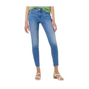 LC Lauren Womens Mid Rise Med Wash Raw Hem Denim Skinny Jeans Sz 8 New